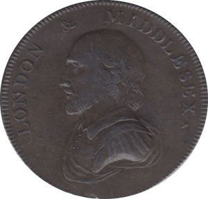 1792 LONDON & MIDDLESEX HALFPENNY TOKEN REF A1