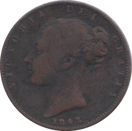 1843 FARTHING ( FINE ) 4 - Farthing - Cambridgeshire Coins