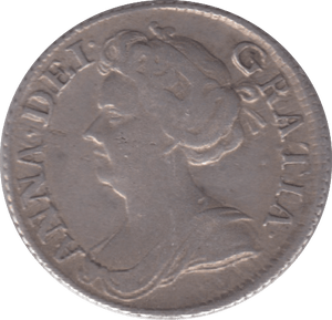 1711 SIXPENCE ( VF )