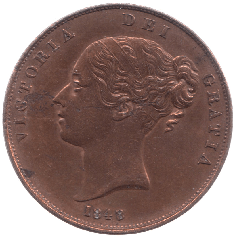1848 PENNY ( AUNC ) 1 CLEANED - Penny - Cambridgeshire Coins