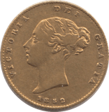 1852 GOLD HALF SOVEREIGN ( GVF ) - Half Sovereign - Cambridgeshire Coins