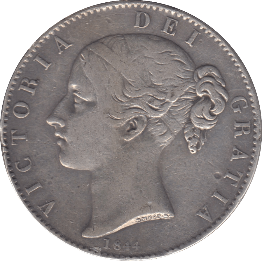 1844 CROWN ( GVF ) EX JEWELLERY PINHOLE 9 - Crown - Cambridgeshire Coins