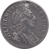 1697 SIXPENCE ( VF ) HOLED