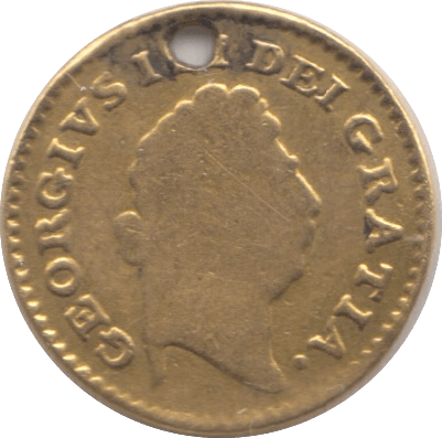 1800 GOLD THIRD GUINEA ( FINE ) GOLD GEORGE III HOLED