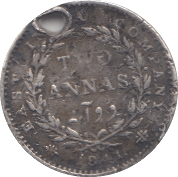 1844 SILVER 2 ANNAS INDIA - SILVER WORLD COINS - Cambridgeshire Coins