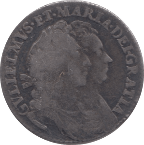 1693 SIXPENCE ( VF )