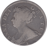 1708 HALFCROWN E BELOW BUST  ( FINE )
