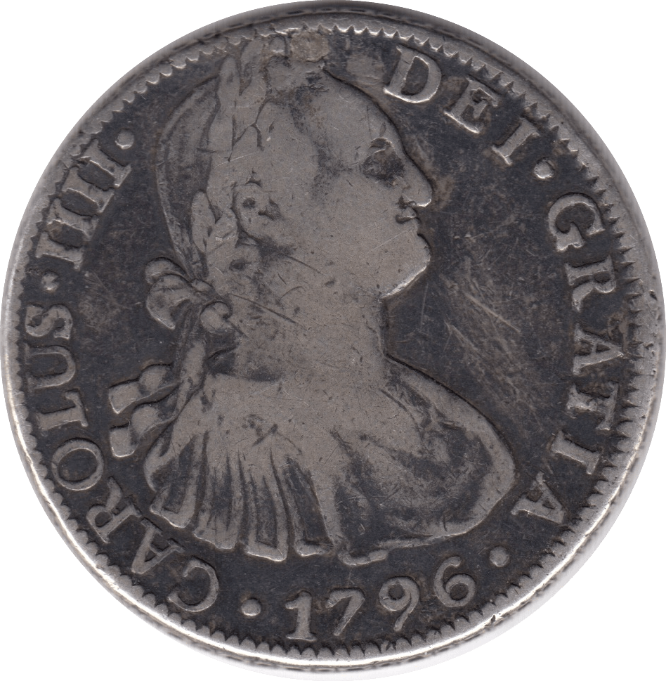 1796 SILVER 8 REALES FM CARLOS IV MEXICO SPANISH COLONY