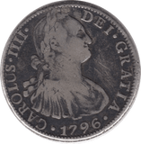 1796 SILVER 8 REALES FM CARLOS IV MEXICO SPANISH COLONY