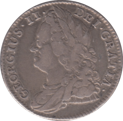 1743 SIXPENCE ( VF )