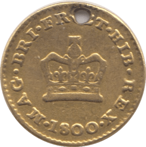 1800 GOLD THIRD GUINEA ( FINE ) GOLD GEORGE III HOLED
