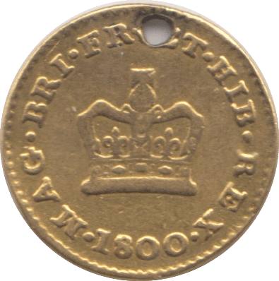 1800 GOLD THIRD GUINEA ( FINE ) GOLD GEORGE III HOLED