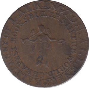 1794 HALFPENNY TOKEN MIDDLESEX J.LACKINGTON CHEAPEST BOOKSELLER FAME BLOWING TRUMPET DH354 ( REF 119 )