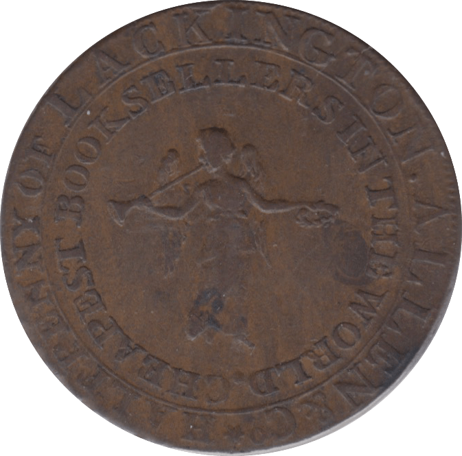 1794 HALFPENNY TOKEN MIDDLESEX J.LACKINGTON CHEAPEST BOOKSELLER FAME BLOWING TRUMPET DH354 ( REF 119 )