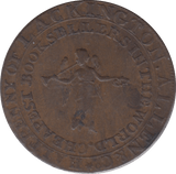 1794 HALFPENNY TOKEN MIDDLESEX J.LACKINGTON CHEAPEST BOOKSELLER FAME BLOWING TRUMPET DH354 ( REF 119 )