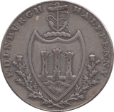 1790 HALFPENNY TOKEN LOTHIAN EDINBURGH ARMS ST ANDREWS CROSS HUTCHINSON DH23 ( VF ) ( REF 240 )