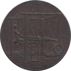 1792 HALFPENNY TOKEN NORFOLK NORWICH GREAT BRITAIN CASTLE AND LION BOBBIN WINDER UK DH28 ( REF 105 )