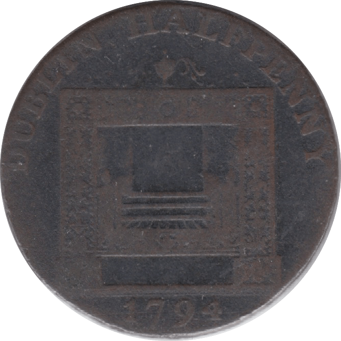 1794 HALFPENNY TOKEN DUBLIN FEMALE WITH ANCHOR STOVE PARKERS DH351 ( REF 195 )