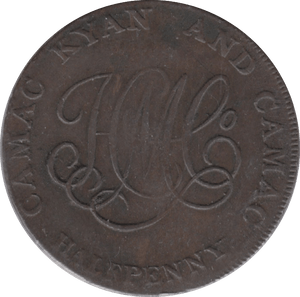 1799 HALFPENNY TOKEN CORK FEMALE WITH HARP HMC AND CO CYPHER DH91 ( REF 188 )