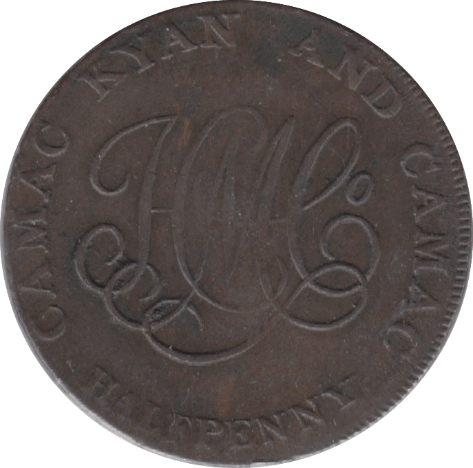 1799 HALFPENNY TOKEN CORK FEMALE WITH HARP HMC AND CO CYPHER DH91 ( REF 188 )