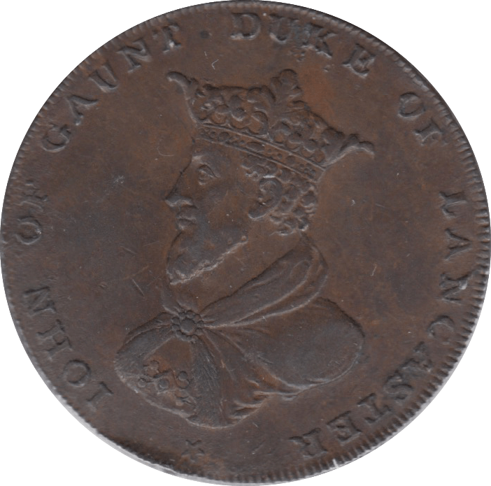 1791 HALFPENNY TOKEN LANCASHIRE JOHN GAUNT ARMS OF LANCASHIRE DH15 ( REF 110 )