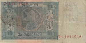 10 REICHSMARK GERMAN BANKNOTE REF 210