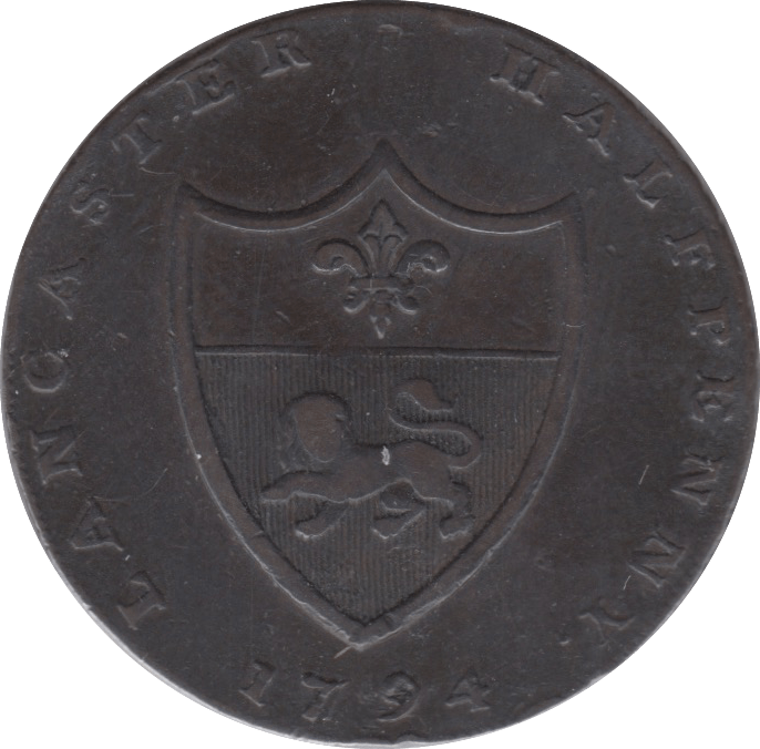 1794 HALFPENNY TOKEN LANCASTER ARMS JOHN OF GAUNT E.PARKERS BIRMINGHAM DH416 ( REF 67 )