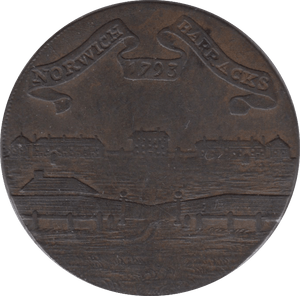 1793 HALFPENNY TOKEN NORFOLK NORWICH BARRACKS 46A ( VF ) ( REF 99 )