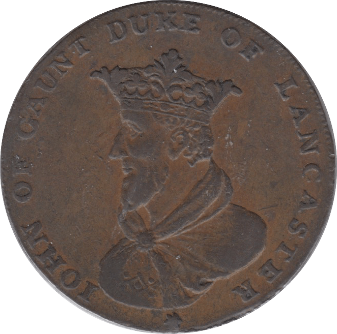 1794 HALFPENNY TOKEN LANCASHIRE JOHN OF GAUNT SHIELD OF ARMS DH44A ( REF 158 )