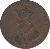 1794 HALFPENNY TOKEN LANCASHIRE JOHN OF GAUNT SHIELD OF ARMS DH44A ( REF 158 )