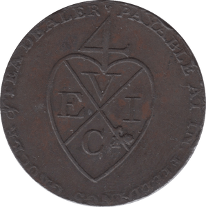 1793 HALFPENNY TOKEN LANCASHIRE MANCHESTER ARMS PLAIN DH134 ( REF 83 )