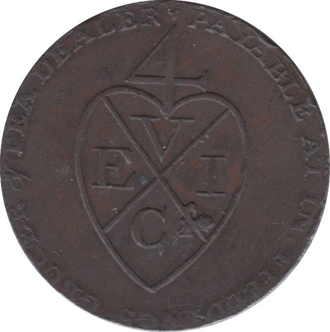 1793 HALFPENNY TOKEN LANCASHIRE MANCHESTER ARMS PLAIN DH134 ( REF 83 )