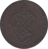 1793 HALFPENNY TOKEN LANCASHIRE MANCHESTER ARMS PLAIN DH134 ( REF 83 )
