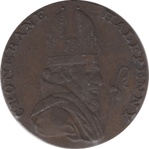 1793 HALFPENNY TOKEN WICKLOW BISHOP CRONBANE MINERS ARMS AND WINDLASS DH35A ( REF 202 )