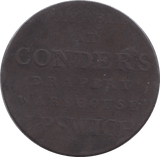 1794 HALFPENNY TOKEN SUFFOLK IPSWICH CROSS CONDERS MILLED DH35 ( REF 137 )