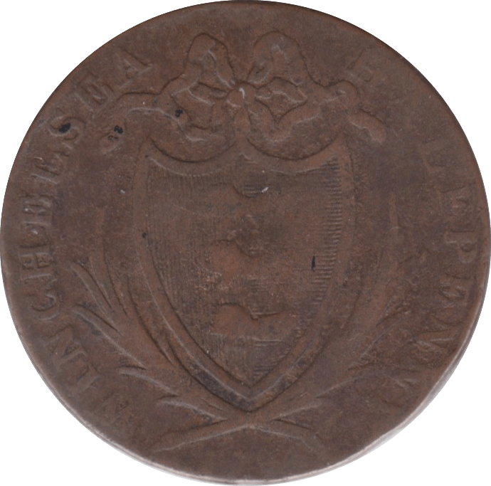 1794 HALFPENNY TOKEN SUSSEX BEEHIVES SHIELD OF ARMS MAPLEDENS ( REF 145 )