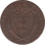 1794 HALFPENNY TOKEN SUSSEX BEEHIVES SHIELD OF ARMS MAPLEDENS ( REF 145 )
