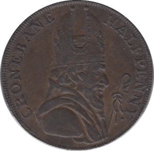 1789 HALFPENNY TOKEN WICKLOW BISHOP CRONBANE MINERS ARMS DH46B ( REF 199 )
