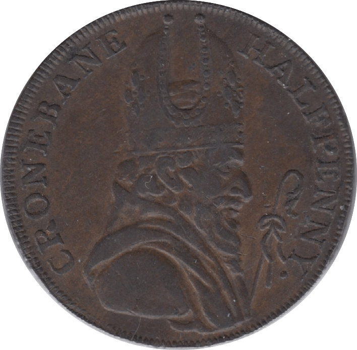 1789 HALFPENNY TOKEN WICKLOW BISHOP CRONBANE MINERS ARMS DH46B ( REF 199 )