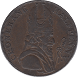 1789 HALFPENNY TOKEN WICKLOW BISHOP CRONBANE MINERS ARMS DH46B ( REF 199 )