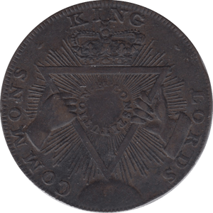 1795 HALFPENNY TOKEN MIDDLESEX KING LORDS COMMONS FEMALE WITH SWORD AND SHIELD DH295 ( REF 113 )