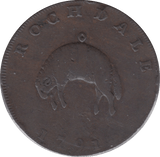 1791 HALFPENNY TOKEN LANCASHIRE MAN AT LOOM ROCHDALE FLEECE J.KERSHAW DH140 ( REF 76 )