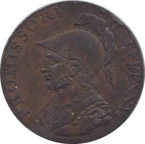 1794 HALFPENNY TOKEN HAMPSHIRE HELMETED ST BEVOIR SHIP PRO BONO DH41 ( VF ) ( REF 222 )