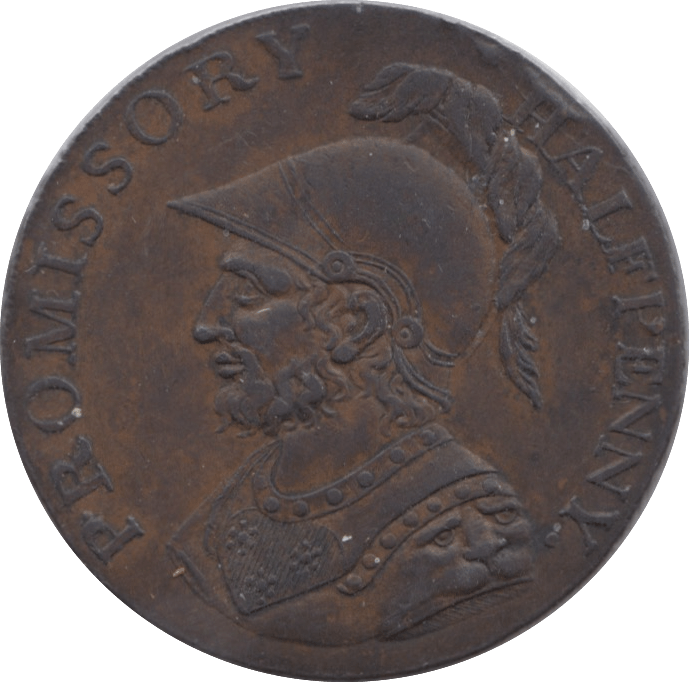 1794 HALFPENNY TOKEN HAMPSHIRE HELMETED ST BEVOIR SHIP PRO BONO DH41 ( VF ) ( REF 222 )