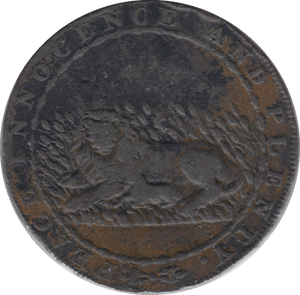 1794 HALFPENNY TOKEN KENT APPLEDORE WINDMILL LION AND LAMB PAY PECKHAMS DH3 ( REF 213 )