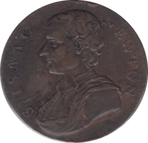 1793 HALFPENNY TOKEN MIDDLESEX SIR ISAAC NEWTON CADUCEUS OLIVE CORNCUPIA DH1033 ( REF 127 )