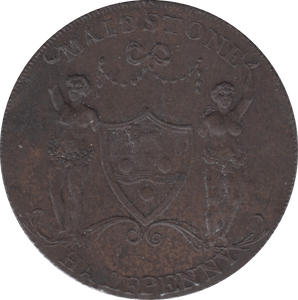 1795 HALFPENNY TOKEN MAIDSTONE ARMS PADSOLE PAPER MILLS ENGRAILLED DH27 ( VF ) ( REF 72 )