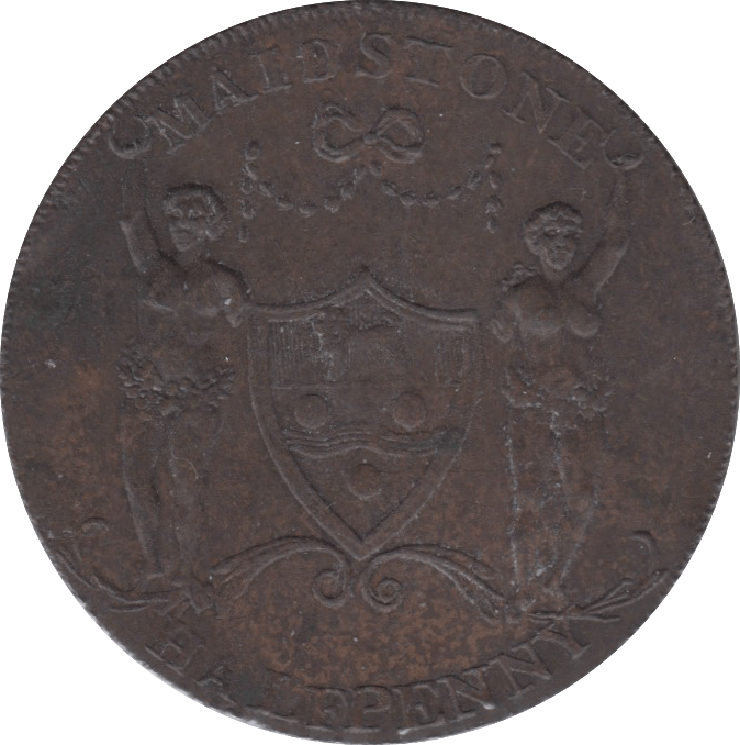 1795 HALFPENNY TOKEN MAIDSTONE ARMS PADSOLE PAPER MILLS ENGRAILLED DH27 ( VF ) ( REF 72 )