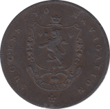 1793 HALFPENNY TOKEN LANCASTER MANCHESTER ARMS PORTERS SACK DH135A ( REF 65 )