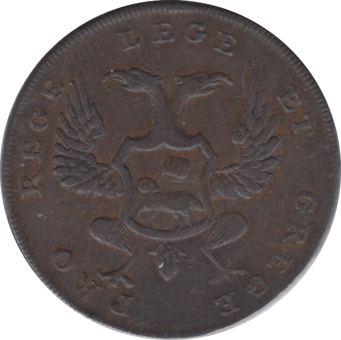 1797 HALFPENNY TOKEN PERTHSHIRE PERTH ARMS BUNDLE OF YARN DH6 ( REF 236 )
